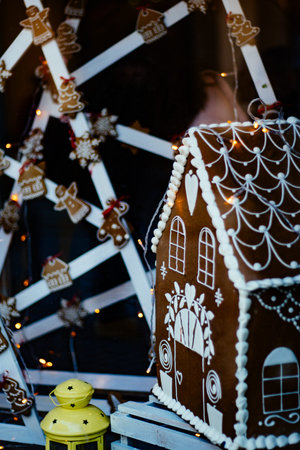House of cookies Christmas decoration background  decorationの写真素材