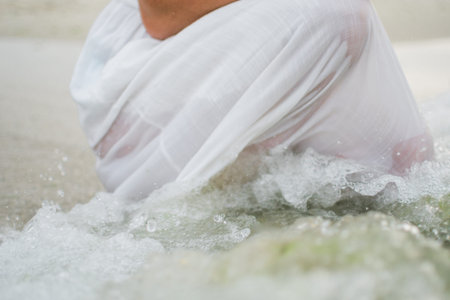 woman in a white dress on the ocean coast