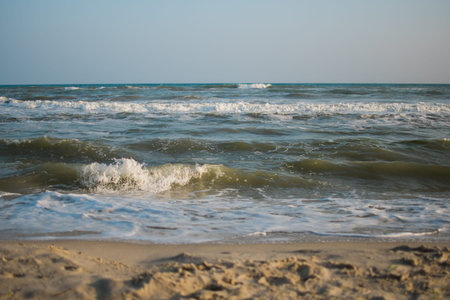 sea beach blue sky sand sun daylight relaxation landscape viewpoint for design postcard and calendar in thailandの写真素材