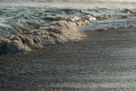 Deep blue stormy sea water surface with foam and waves pattern, natural background photo