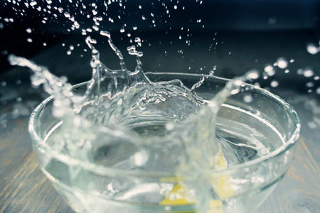 tropical fruits fall deeply under water with a big splash
