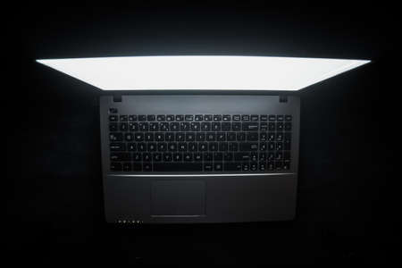 Russian hacker hacking the server in the darkの写真素材