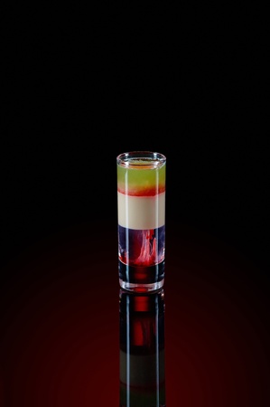 Layered cocktail shooter, shot drinksの写真素材