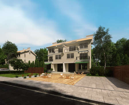 3d render buildingの写真素材