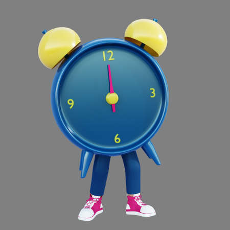 3d character with clock costumeの写真素材