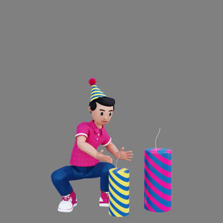 3d character illustration ignite the crackerの写真素材
