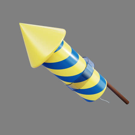 3d rendered icon new year rocketの写真素材