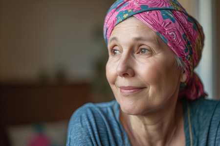an old lady in the process of fighting cancer.の素材