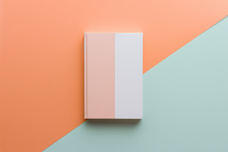 mockup of a notebook with double color between white and peach fuzz. notebook concept.の素材