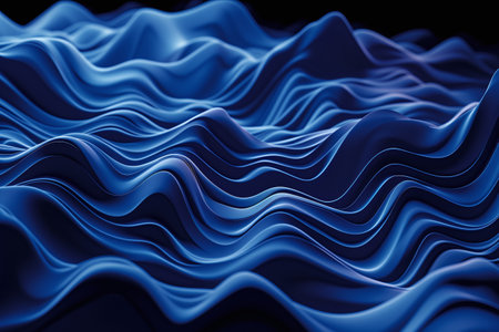 An abstract 3d background of blue sound waves.の素材