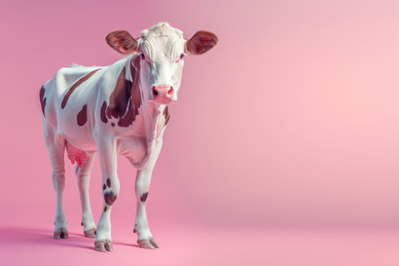 Rural Serenity: White Cow's Head in a Studio Farming Settingの素材