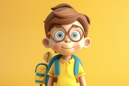 Back to School: Cartoon Illustration of a Cute Boy with Gogglesの素材