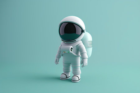3d illustration of an astronaut isolated on a simple backgroundの素材