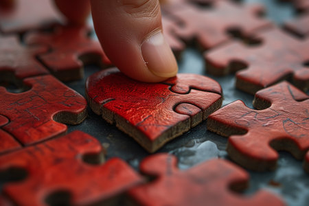 Teamwork Puzzle: Joining Forces in a Cooperative Relationship, Solving Problems through Strategic Partnershipの素材