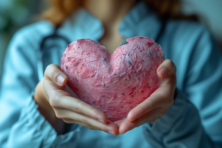 Supporting Hope: A Gesture of Charity, Holding a Finger to Give Blood and Provide Helpの素材