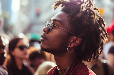 Confident African American Man Flaunts Modern Style and Handsome Vibesの素材