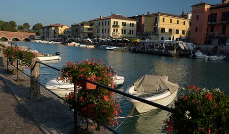 Small town of Peschiera del Garda, Lake Garda, Verona, Italyの写真素材