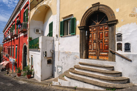 Ancient church on the island of Procida Italian town of 10 434 inhabitants in the metropolitan city of Naples in Campania, August 2018, Italyのeditorial素材