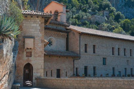 The Santa Scolastica di Subiaco monastery, at the origin of the territorial abbey of the same name, was one of the thirteen monasteries founded by San Benedetto da Norcia, August 2019, Italyのeditorial素材