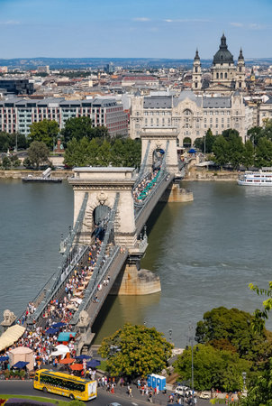 Historic city center of Budapest, Hungary, August 2008のeditorial素材