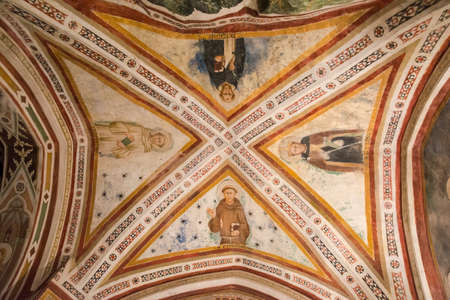 Frescoes inside the Benedictine monastery of Subiaco, Lazio, Italy, August 2019のeditorial素材