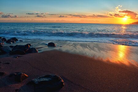 Scenic sunset on the Amalfi coast, September 2019の写真素材