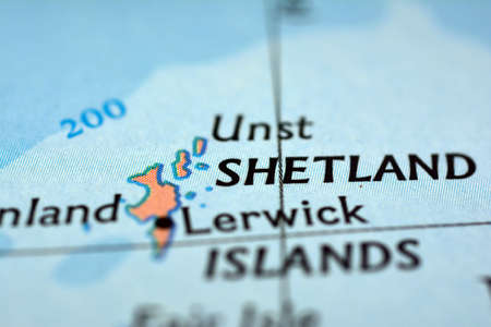 Close-up view of the roads on the map and the territories of Northern Greenland, photo taken in Italy, January 2020のeditorial素材