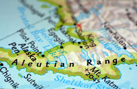 Close-up view on the map of the roads and territories of Iceland, photo taken in Italy, January 2020のeditorial素材