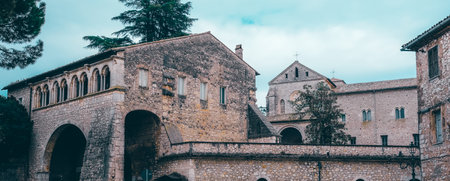 Panoramic view of the Benedictine abbey of Casamari, Lazio Italyの写真素材