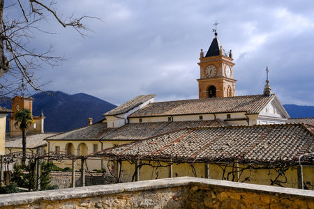 Panoramic view of the Certosa di Trisulti, Lazio Italyの写真素材