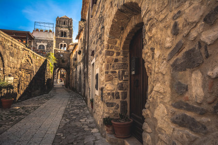 Old small town of Caserta Vecchia, old town, Italyの写真素材