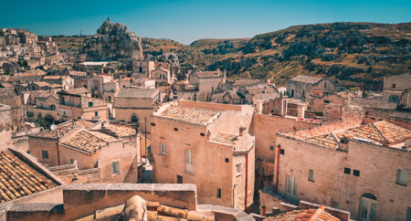 Panoramic view of Matera, Basilicata, Italy.の写真素材