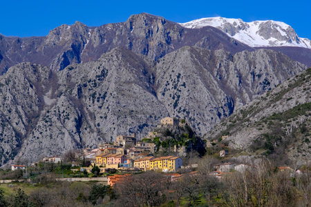 Village in the mountains, Rocchetta al Volturno, Molise Italyの写真素材