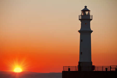 Lighthouse at sunset  in Edinburgh, Scotlandの写真素材