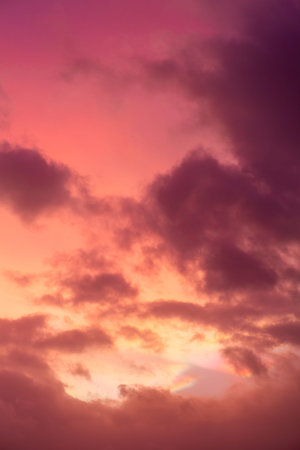 Picturesque dramatic colorful vibrant sunset sky with clouds.