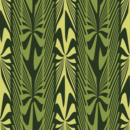 Abstract decorative jungle plants striped ornament  Seamless pattern のイラスト素材