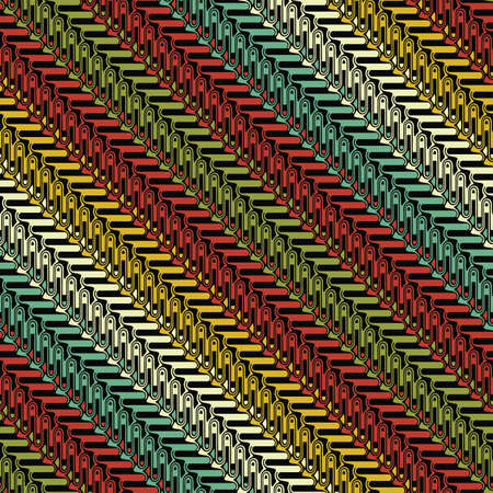 Ornate colorful textured stripes  Seamless pattern  Vector のイラスト素材