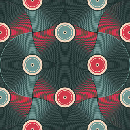 Vinyl record inspired background  Seamless pattern  のイラスト素材