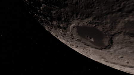 Moon in outer space, surface