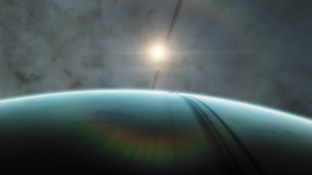 Planet in the space. Colorful art. Solar system. Gradient color. Space wallpaperの写真素材
