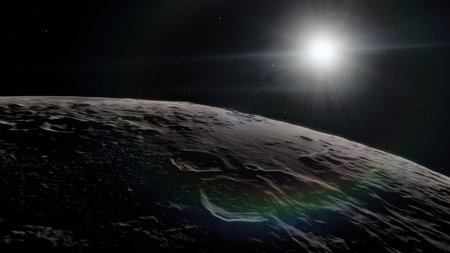 Moon in outer space, surface