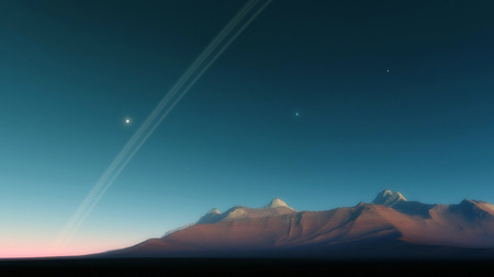 Planet in the space. Colorful art. Solar system. Gradient color. Space wallpaperの写真素材