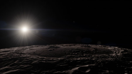 Moon in outer space, Surface. High quality, resolution, 4k