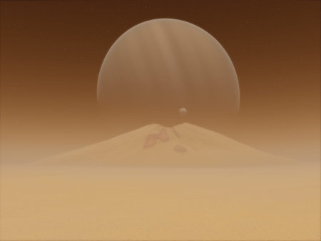 Planet in the space. Colorful art. Star system. Gradient color. Space wallpaper