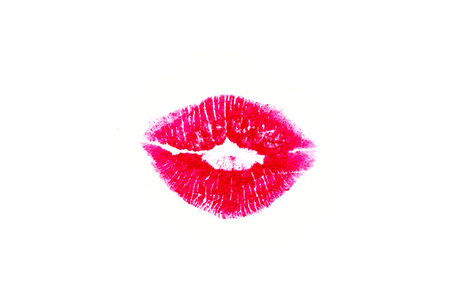 Kisses, love, lipstick, postcard, isolate, white background, print.の写真素材