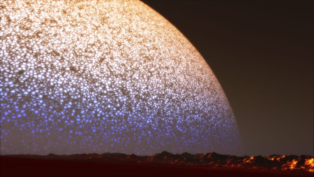 Planet in the space. Colorful art. Solar system. Gradient color. Space wallpaper.