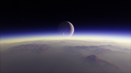 Planet in the space. Colorful art. Solar system. Gradient color. Space wallpaper.の写真素材