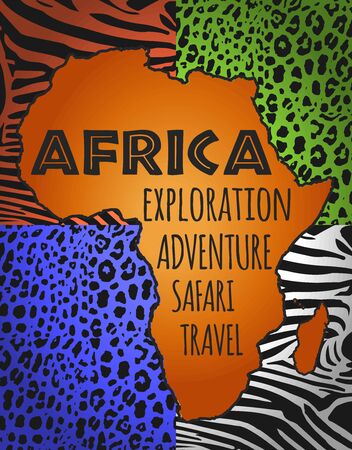 Africa, continent silhouette, animal print fill.のイラスト素材