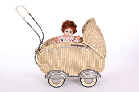 doll´s pram with dollの写真素材