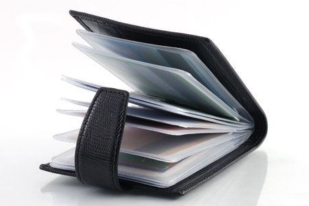 open leather wallet